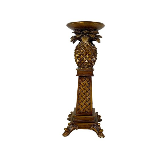Bronze Collored Pillar Candlestick Holder - Pineapple Ornate - Picture 2 of 7